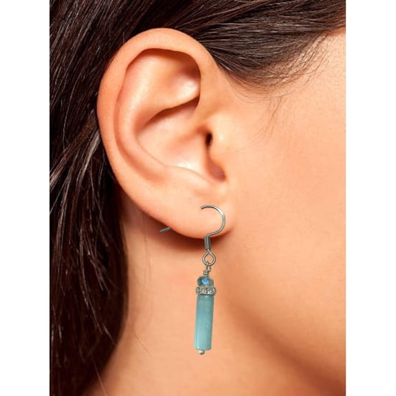 Crystal Accent Gemstone Drop Earrings - Gold  Silver Tone