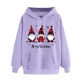 thumbnail image 2 of Sweatshirt for Women Hooded Christmas Printed Long Sleeved Sweatshirt Purple L, 2 of 3