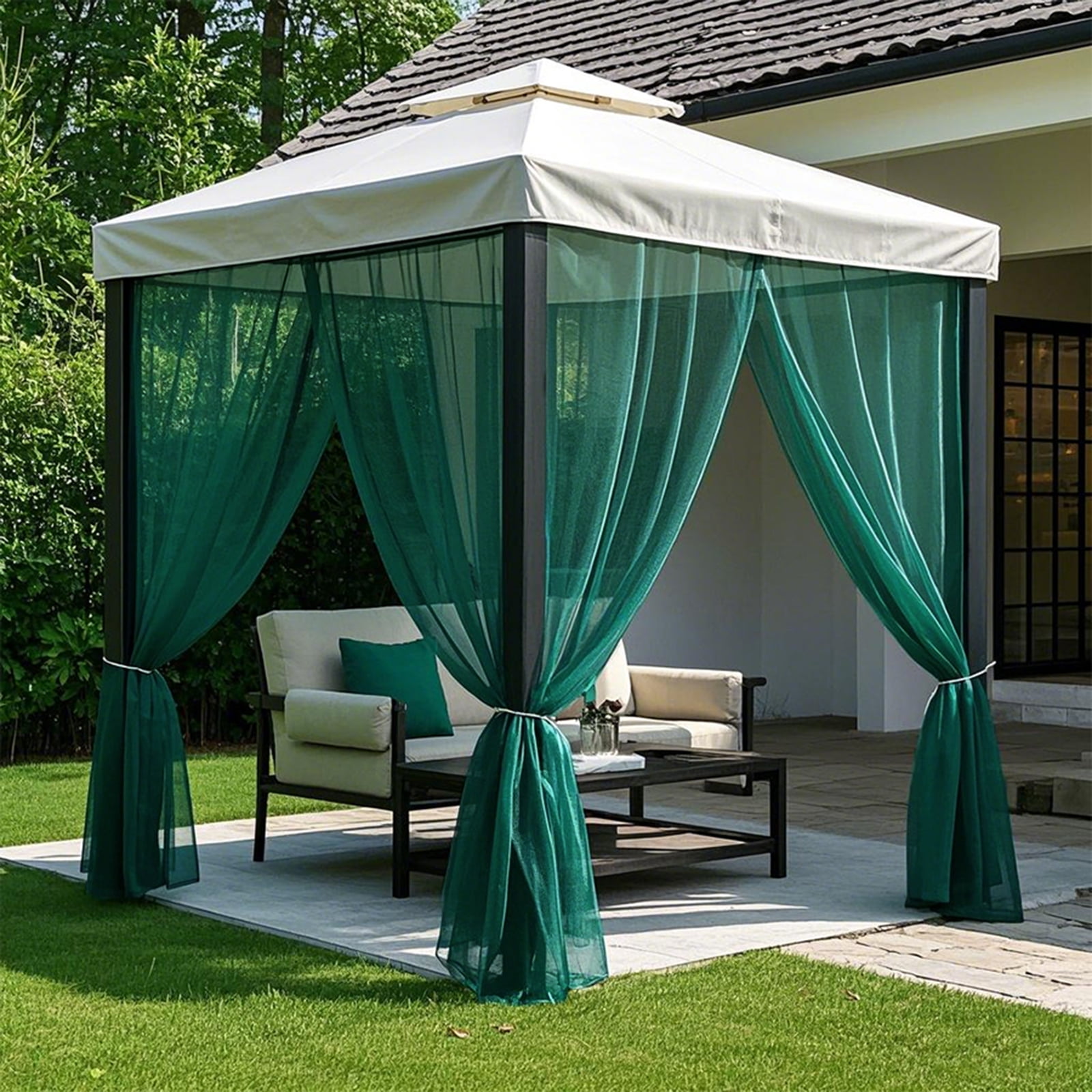 Rosnek Mosquito Netting for Patio Outdoor Curtains, Lightweight Mosquito Screen Mesh DIY Size Adjustable for Patio Porch Garden, 1 Panel