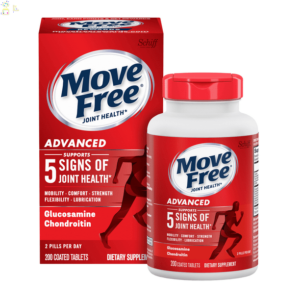 Schiff Move Free Advanced Joint Supplement, 200 Tablets Uniflex™, Joint Fluid, Glucosamine and