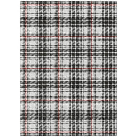 HomeRoots 597081 3 x 5 ft. Black, Ivory & Red Plaid Washable Indoor & Outdoor Rectangle Area Rug