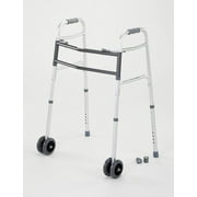 hisevxus CWAL0010B Heavy Duty Dual Release Aluminum Walker with 5IN Dual Front Wheels, Bariatric, 33-43IN, 500LB