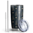 thumbnail image 2 of 20oz Tumblers Dark Blue Christmas Tree Pattern Stainless Steel Vacuum Insulated Double Wall Travel Tumbler Cups Mug with Lid and Straw,Cleaning Brush for Cold & Hot Drinks, 2 of 7