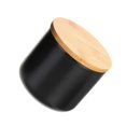 thumbnail image 2 of Black Ceramic Tea Can with Bamboo Lid for Storage and Portable Spice Jar 7.8x4.3 Inches, 2 of 5