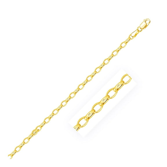 3.2mm 14k Yellow Gold Oval Rolo Chain 18 in