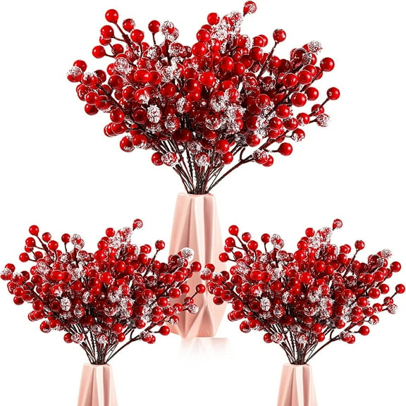 Sunjoy Tech Artificial Flowers 20cm - 26cm “Artificial” Foam Red Berries Christmas Bouquet (10 Count)
