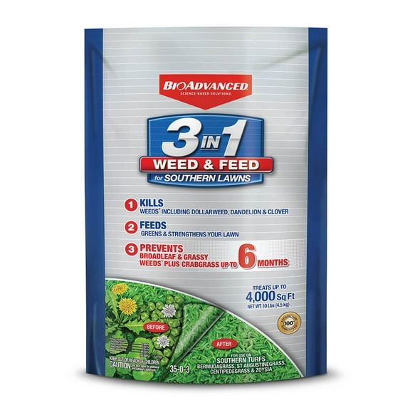 BioAdvanced 3-In-1 Weed and Feed for Southern Lawns, Granules, 10 lb