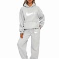 thumbnail image 5 of 2 Pcs/Set Stylish Hooded Pullover Women Autumn Tracksuit Elastic Cuff Deep Crotch Winter Hoodie Pants Set, 5 of 5