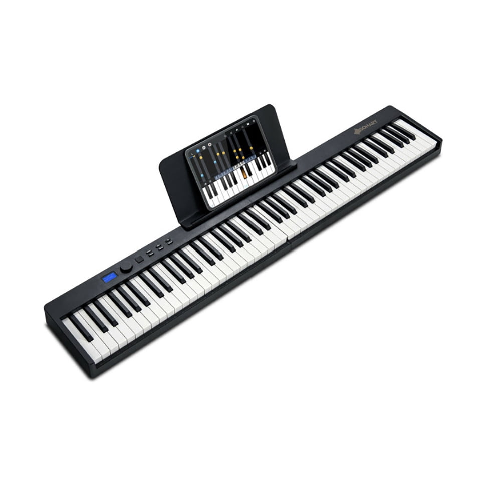 Spaco 88-Key Foldable Digital Piano, Digital Piano with MIDI and Wireless BT, Christmas Birthday Gift for Boy and Girl 3-8 Years Old, Black