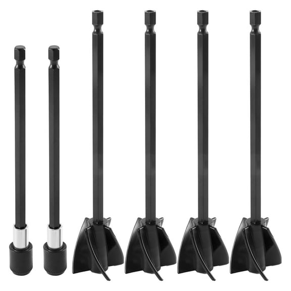 Epoxy Resin Paint Mixer Paddles for Drill,4Pcs Reusable Paint Stirrer Resin Drill Mixer Paddles and 2Pcs Extension Rods,4 x mixing paddles 2 x extension rods,Black
