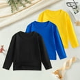 thumbnail image 2 of Ulanda 3 Pack Girls Boys Long Sleeve Shirts Toddler Kids Cotton T-Shirt Basic Crew Neck Top Solid Color Tees Casual Tshirt (Light Yellow, 3-4 Years), 2 of 9