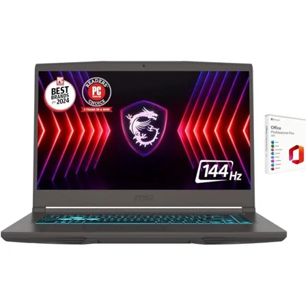 MSI Thin 15.6” 144Hz FHD Gaming Laptop|Intel Core i7-13620H Processor|NVIDIA Geforce RTX 4050|Backlit|Black| 16GB RAM | 2TB SSD |Windows 11 Pro |Bundle with Office 2021