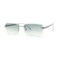 thumbnail image 1 of Rimless Narrow Rectangle Luxury Beveled Lens Dad Shade Sunglasses Silver - Green, 1 of 4