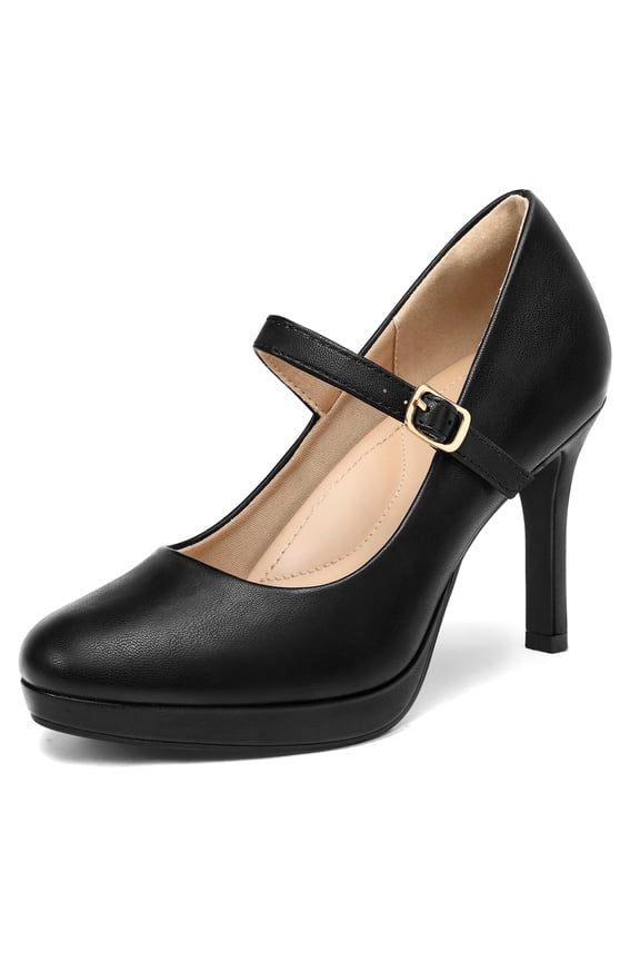 Pennysue Women's Pumps Closed Toe Mary Jane Pumps Round Toe Platform High Heel Dress Shoes