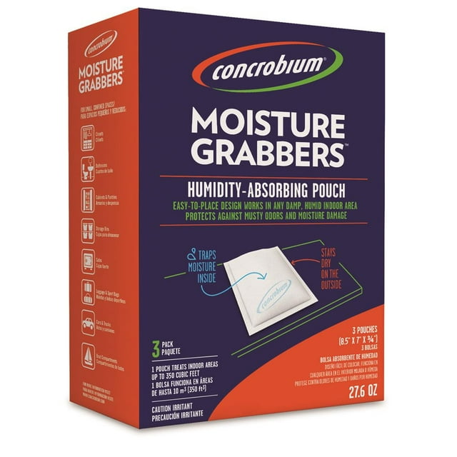 RUST-OLEUM Déshumidificateur 7453276 Pinces d'Humidité; Granules en Pochette; Lot de 3; 9,2 Onces; Inodore
