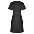thumbnail image 5 of Wycnly Formal Dresses for Women Tie Waist Loose Flowy Ruffle Swing Beach Dress Round Neck Short Sleeve Floral Print Summer Mini Dresses Black L Clothes, 5 of 7