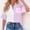 Purple, variant on Spring Tops Blue Short Sleeve Button Color Block V-Neck T-Shirts Womens T Shirts M
