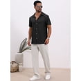 thumbnail image 5 of DARING DIVA Men's Casual Knitted Hollow Out Short Sleeve Shirt M Black, 5 of 7