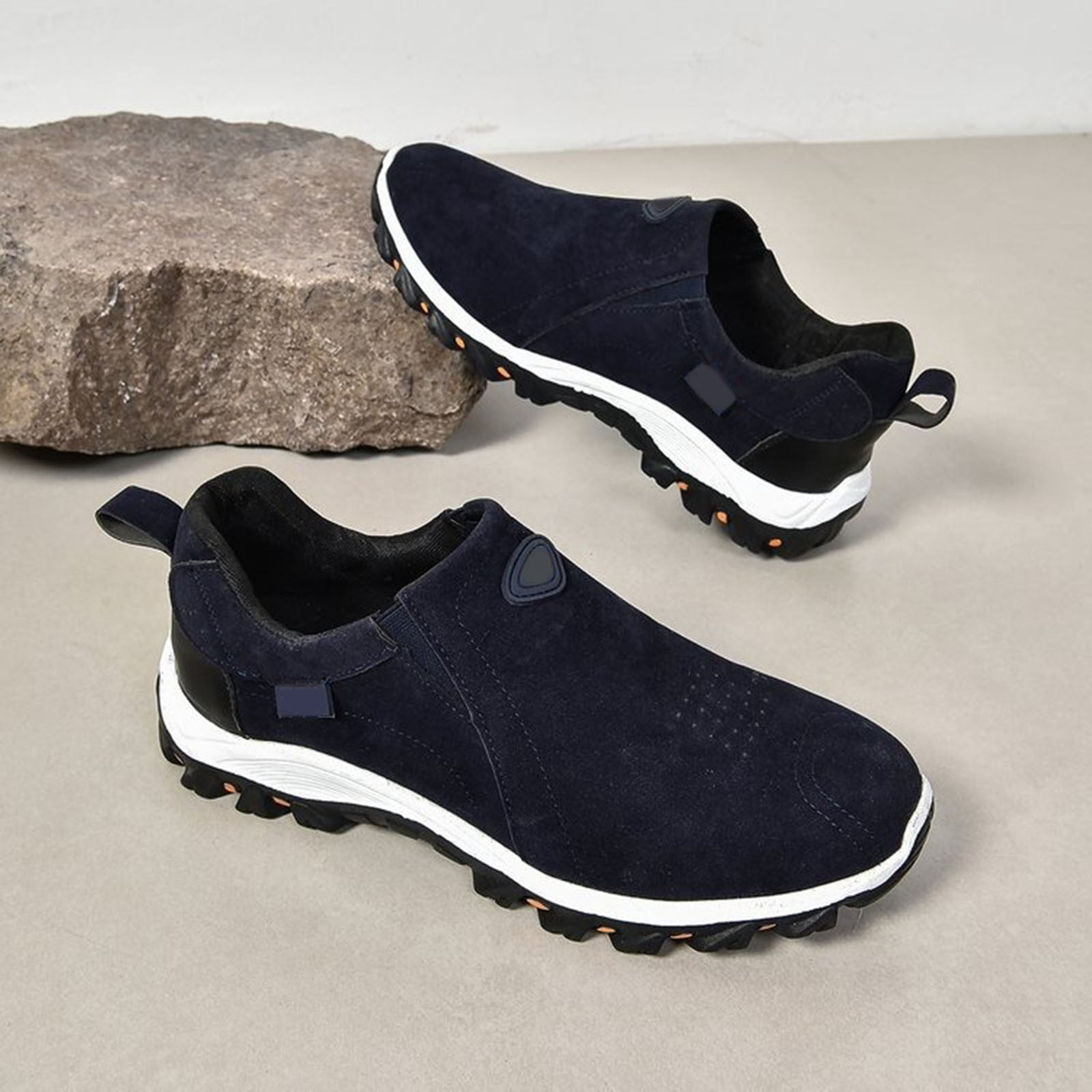 Dakaela Wide Slip on Shoes for Men Hiking Walking Loafers Arch Support Orthopedic Sneakers Blue 8