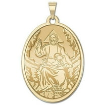 PicturesOnGold.com God The Father Oval Medal - 1/2 X 2/3 inch Size of Dime, 14k Yellow Gold