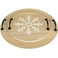thumbnail image 5 of Northlight Round Snowflake Christmas Serving Trays with Handles - 15.75" - Set of 2, 5 of 8