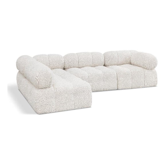 Meridian Furniture Ames Cream Boucle Fabric Modular Sectional