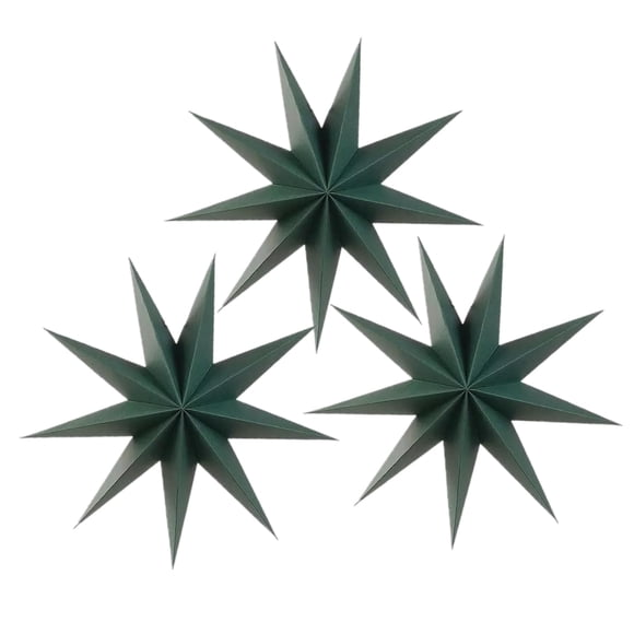 Juego de 3 Adornos Colgantes Kiddale Estrellas de Papel 3D Verdes de 30 cm