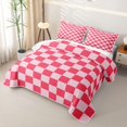 thumbnail image 3 of Homewish Classic Checkerboard Twin Quilt Set for Girls, Geometric Gingham Twin Coverlet Set, Hot Pink, 3 of 7