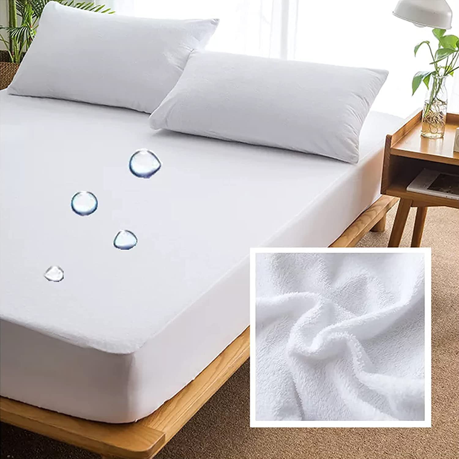 Cotton Terry Hypoallergenic Mattress Protector 100% Waterproof Fitted Cover 