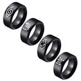 thumbnail image 2 of 4Pcs Anime Rings Set for Men Boys, Stainless Steel Anime Ring, Leaf Village Logo Rings, Cloud Logo Rings, Aot Ring, Demon Slayer Rings, Anime Fans Gifts, 2 of 2