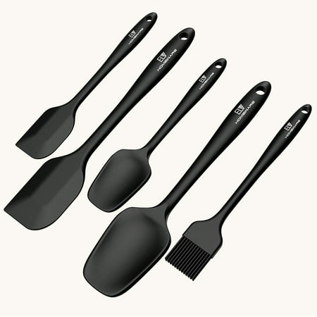 Silicone Spatula Set, ELV 5-piece Heat Resistant, Non-Stick Silicone Kitchen Utensils Set with Different Shapes Mixing Spatula For Icing, Basting, Scraping, Cooking