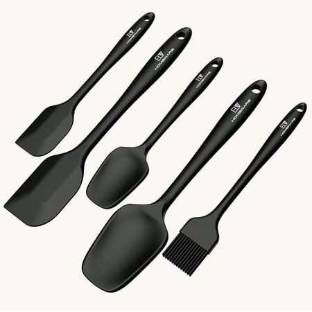 Silicone Spatula Set, ELV 5-piece Heat Resistant, Non-Stick Silicone Kitchen Utensils Set with Different Shapes Mixing Spatula For Icing, Basting, Scraping, Cooking (Best Heat Resistant Spatula)