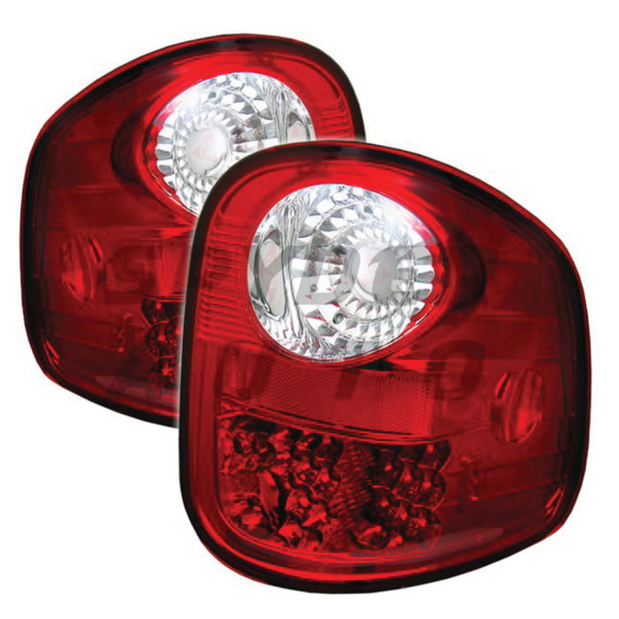 AmeriLite for 1997-2000 Ford F150 Flare Side Black Euro Replacement Brake Tail Lights Set Passenger and Driver Side 