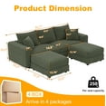 thumbnail image 2 of 82.7'' Oversized Corduroy Couch, Modular Sectional Sofa with 2 Ottomans, Upholstered 3 Deep Seat U Shape Sofa, Convertible Cloud Couches with Chaise Lounge for Living Room, Apartment,Green, 2 of 11