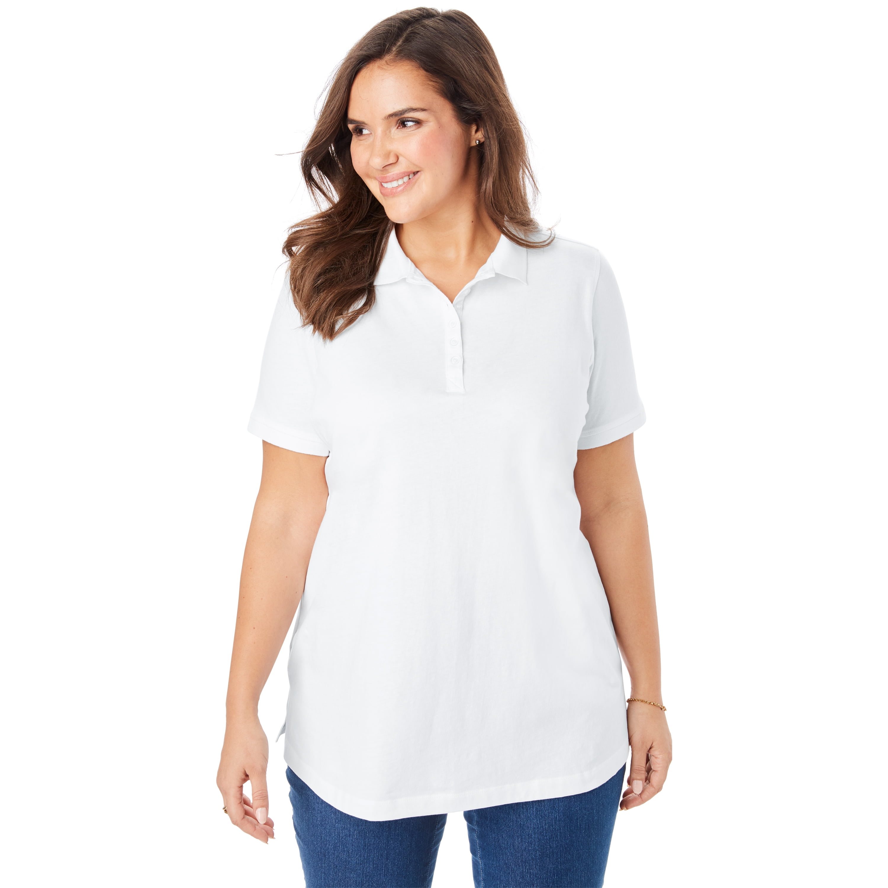 women's plus size white polo shirt