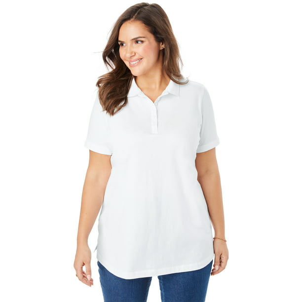 Woman Within - Woman Within Women's Plus Size Perfect Short-Sleeve Polo ...