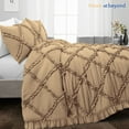 thumbnail image 2 of HNB Store 3pc Duvet Cover Set | Microfiber Made | King/Cal-King Size Duvet Cover with 2 Pillowcases | Taupe | Diamond Ruffle, 2 of 7