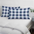 thumbnail image 4 of Navy Blue Plaid Throw Pillow Cover, Pillowcase Protectors with Zipper, Breathable Decorative Lumbar Pillow Case Cover, Spring Farmhouse Buffalo Checkered Pillow Shams for Couch Sofa 12x20Inch, 4 of 8