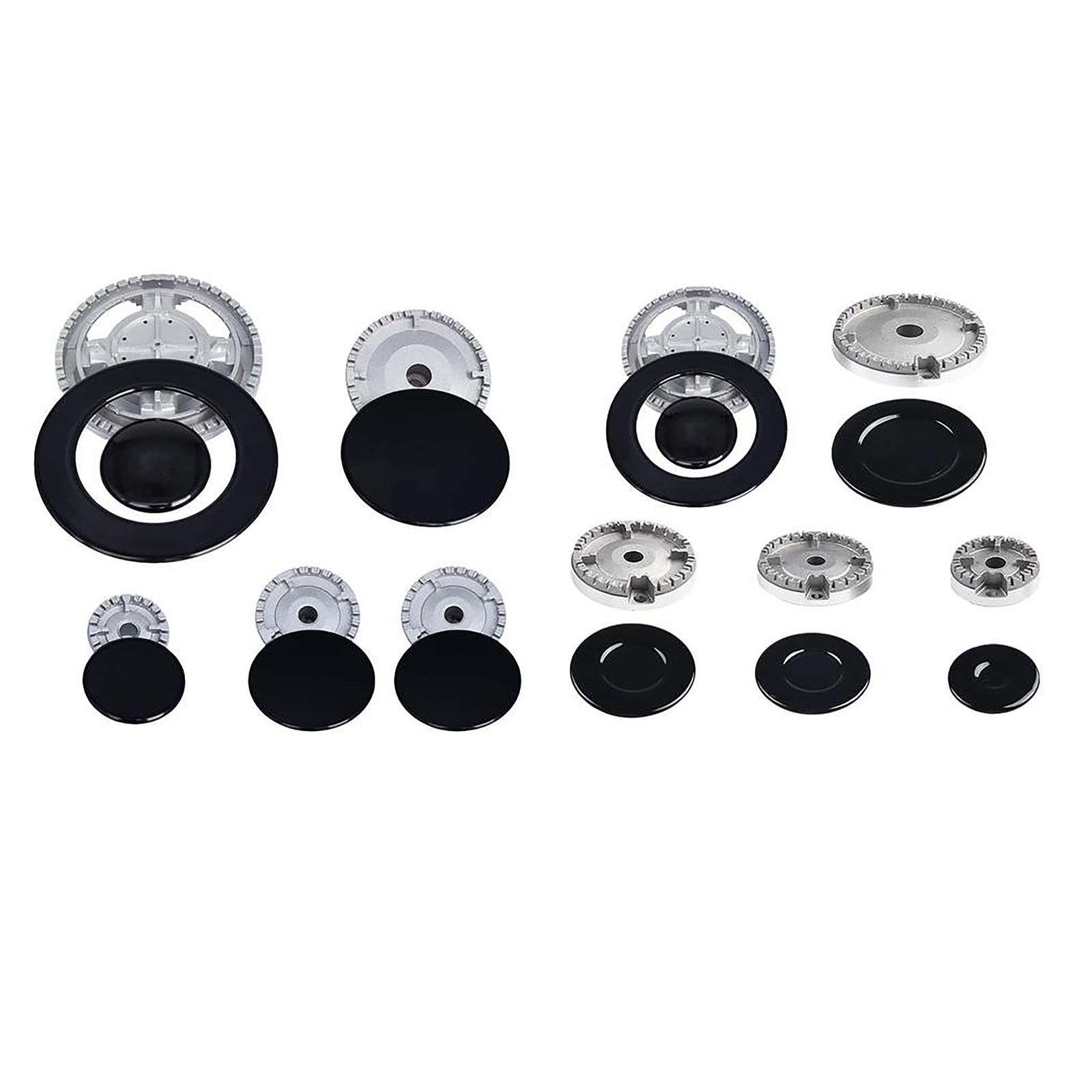 Metal Stove Burners and Knob Set Cooktop Burners Heads and Control Knobs Ranges Burners Caps Metal Texture for Stove