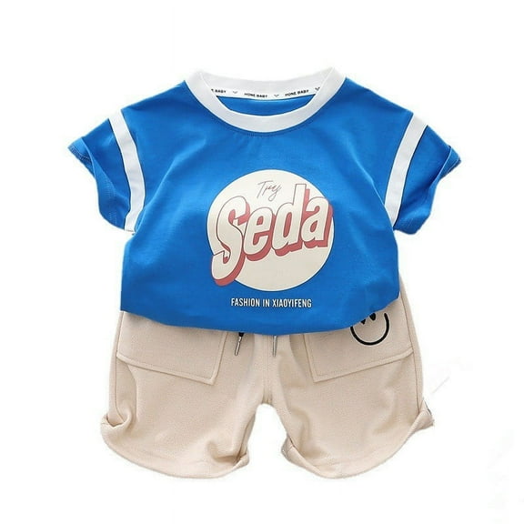 Boys' Sports Set New Summer Letter Shorts Short Sleeve Two Piece Set for Children's Casual Summer Fashion Children's Wear