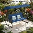 thumbnail image 6 of YIKEMA Freestanding Canopy Porch Swing with Stand, 3-Seat Steel Patio Swing, Blue, 6 of 7
