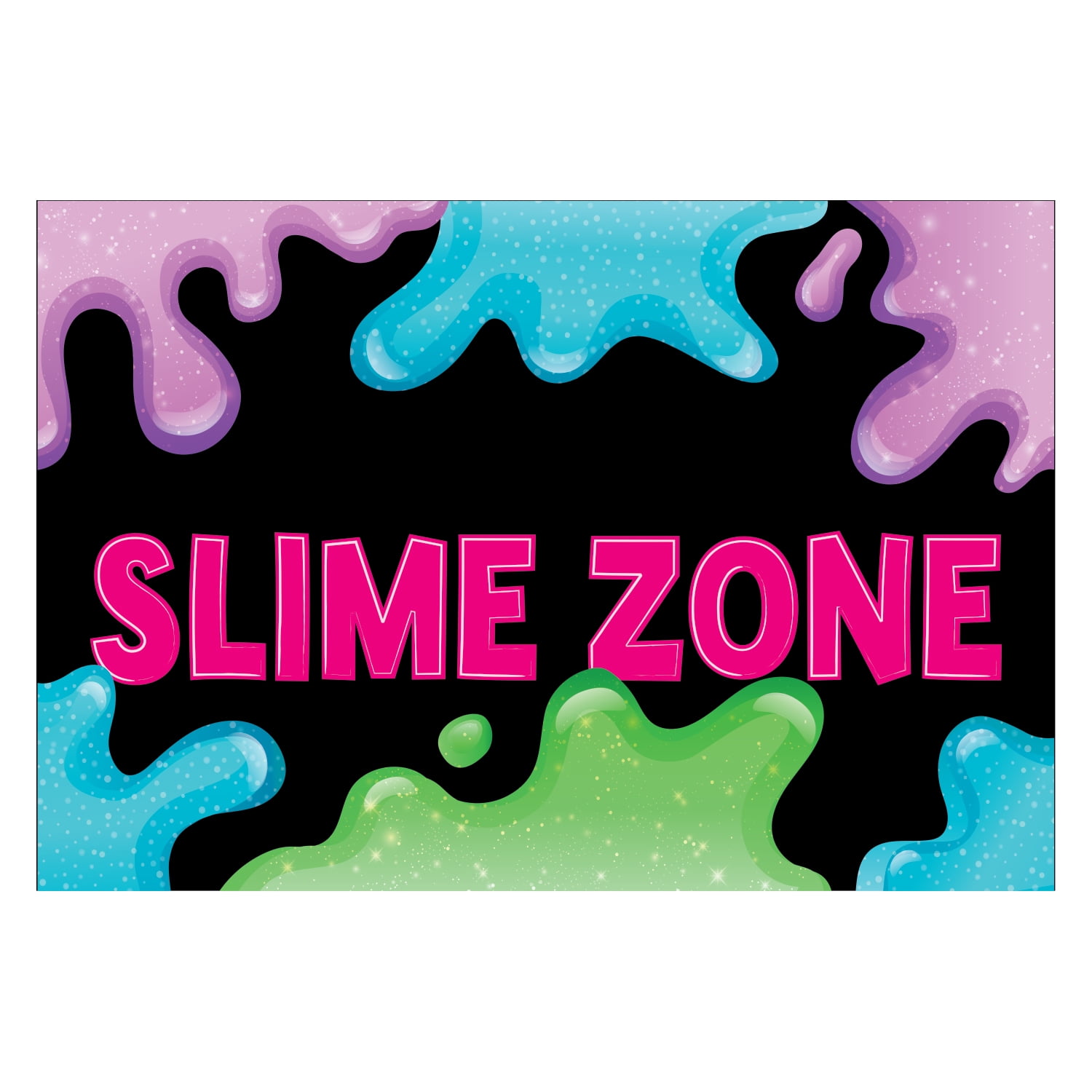 Personalized Planet 27x18 Kids Slime Zone Doormat with Custom Name Printed on Colorful Rectangular 1/8” Thick Non Slip Mat for Kitchen Hallway Deck or Porch