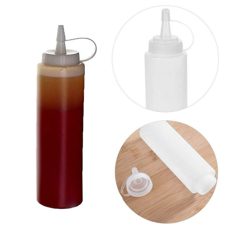 Benail 8 Pack 12 oz Plastic Squeeze Squirt Condiment Bottles with Twist on Cap Lids - Perfect for Condiments, Oil, Icing, Liquids-Set of 8 with Extra