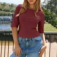 thumbnail image 4 of Heisall Womens Tops Half Sleeve Round Neck Solid Color Casual Tshirts, 4 of 9