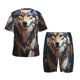 thumbnail image 1 of Fotbe Oil Painting Tribal Wolf Pijama Estampada de 2 Piezas para Niños – Ropa de Dormir de Manga Corta Cómoda para Niños y Niñas, Camiseta y Shorts de Algodón-X-Large, 1 of 6