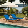 thumbnail image 2 of SAFAVIEH Solano Outdoor Patio Sunlounger, Natural/Royal Blue, 2 of 15