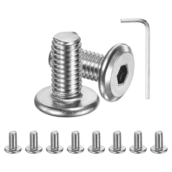 10-Pack Flat Head Socket Cap Screws, M5x10mm 304 Stainless Steel Hex Drive Fastener Kit with Hex Key