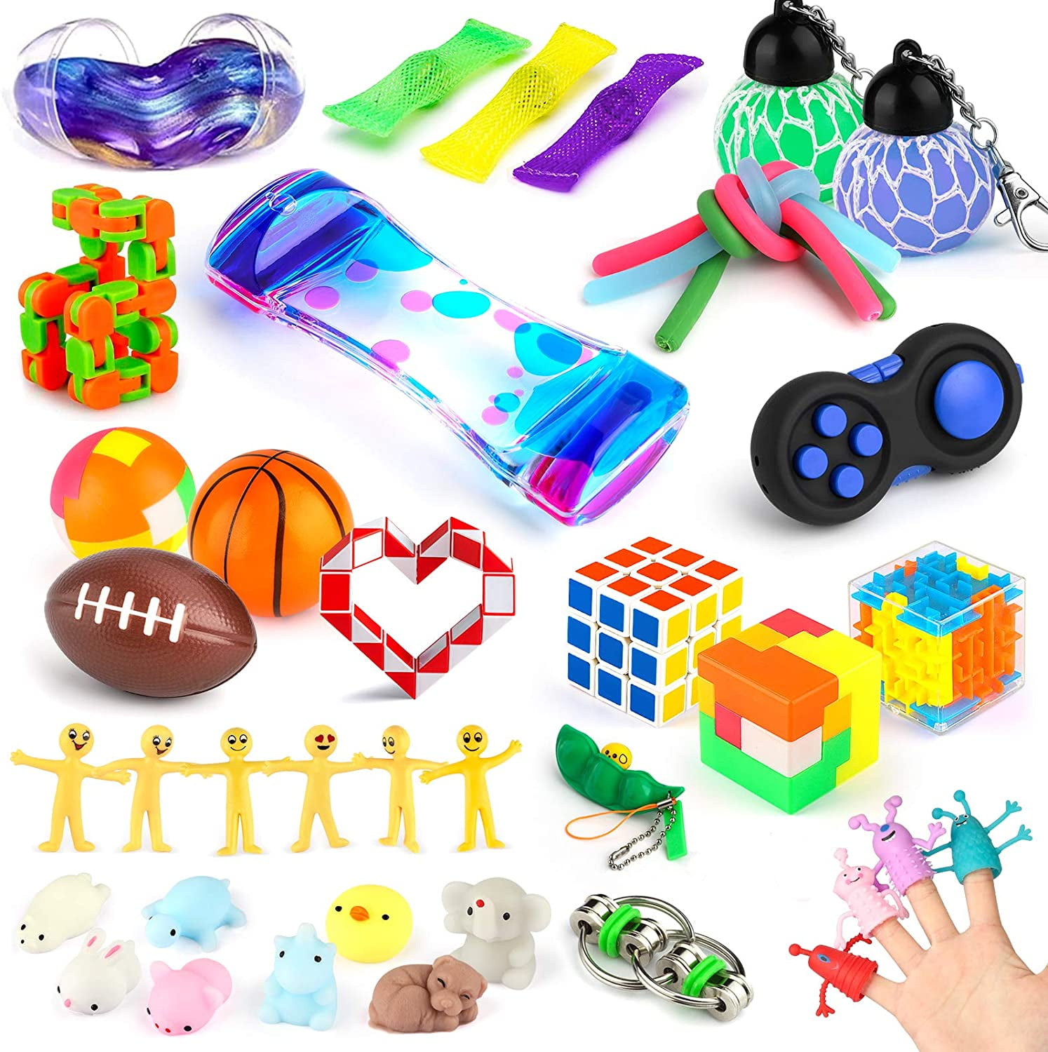 Overtræder ozon genopretning Sensory Fidget Toys Set, 40 Pcs Stress Relief and Anti-Anxiety Toys for  Adults Kids ADHD ADD Anxiety Autism with Stress Balls, Squishy, Stretchy  String, Puzzle Balls for Birthday, Classroom Rewards - Walmart.com