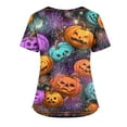 thumbnail image 3 of Scrub Tops For Women Clearance Sale，Halloween Scrubs For Women Plus Size Printed Short Sleeve V-Neck Nurse Care Worker Uniform Scrub Top,Earthy Yellow，XL, 3 of 4