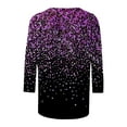 thumbnail image 4 of Sakmal Womens Tops&nbsp; Purple 3/4 Sleeve Crew Neck Sequin Print T-Shirts Ladies Shirts and Tops, 4 of 5